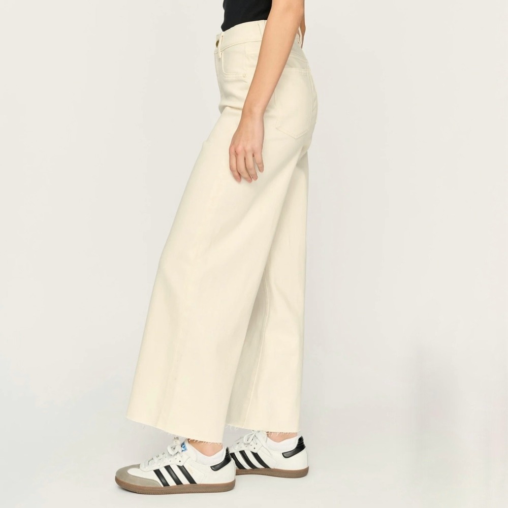DL1961 Hepburn Wide Leg Jeans Size 18W High Rise Vintage Raw Hem Eggshell